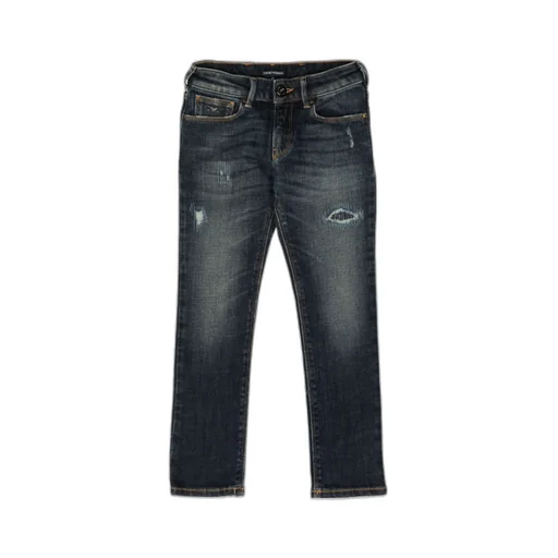 Logo Plaque Distressed Jeans