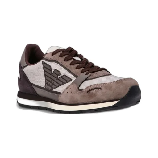 Eagle-Patch Suede-Panelled Sneakers