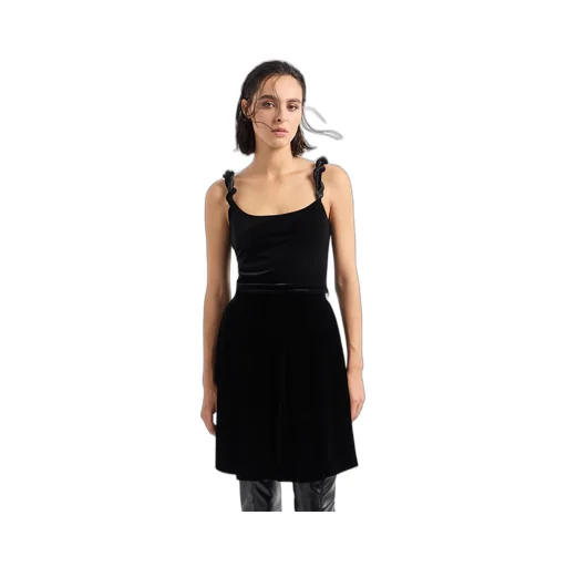 Twisted-Straps Velvet Cropped Top