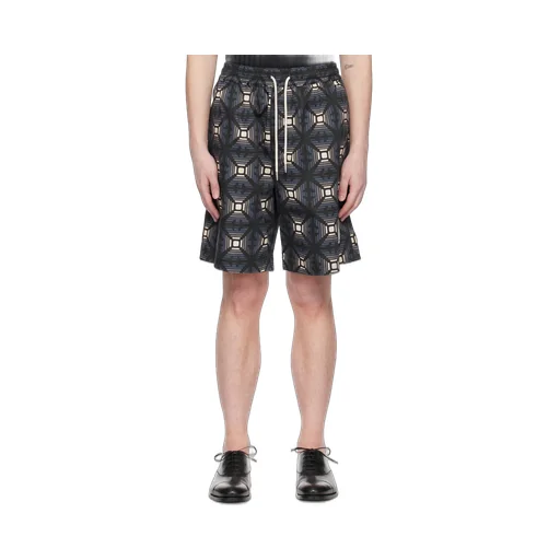 Geometric-Print Drawstring Bermudas
