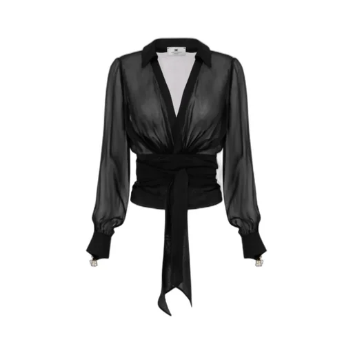 Voile Fabric Blouse With Sash