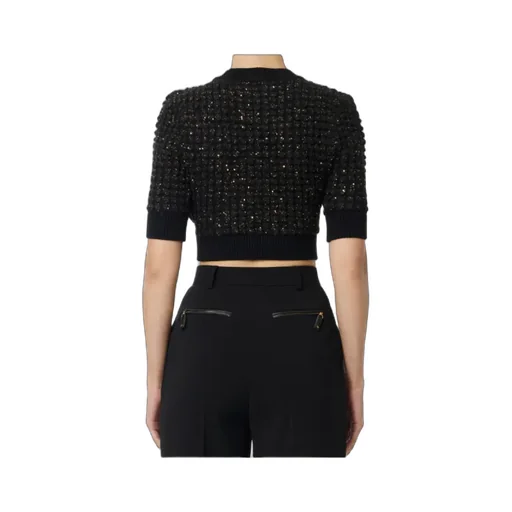 Bouclé Knit Top With Sequins
