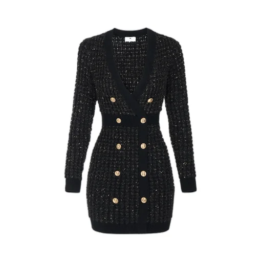 Boucle Knit Dress With Sequins