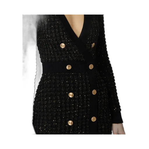 Boucle Knit Dress With Sequins