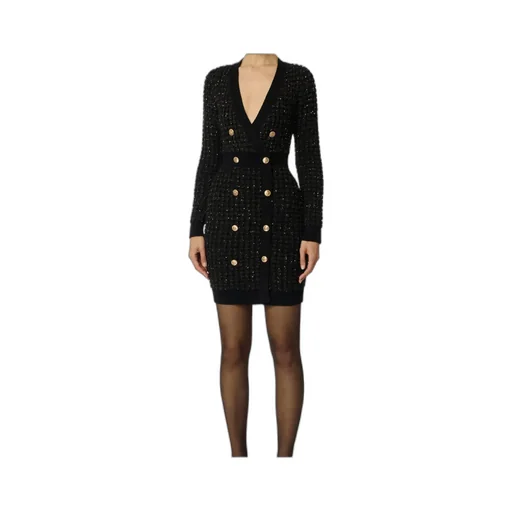 Boucle Knit Dress With Sequins