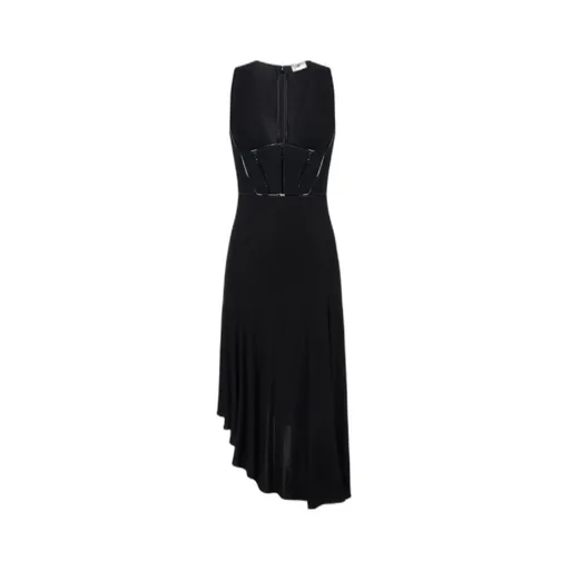 V-Neck Asymmetric Midi Dress