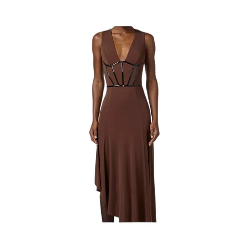 V-Neck Asymmetric Midi Dress