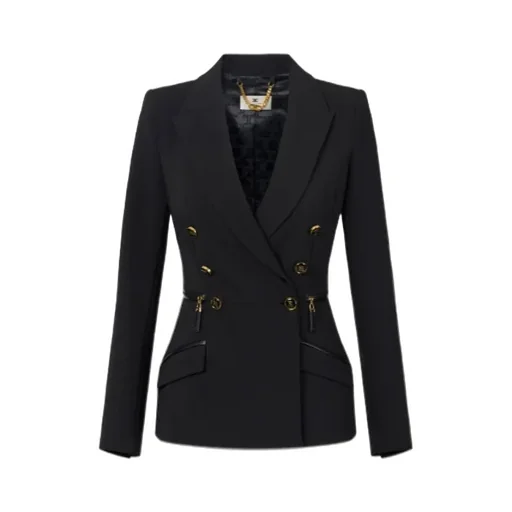 Double-Breasted Zip-Detail Blazer