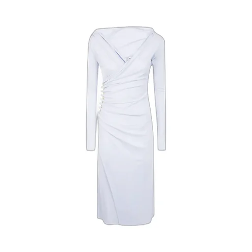 Draped Button-Detail Dress