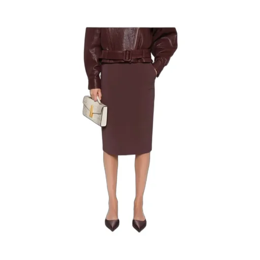 Button-Fastening Pencil Skirt