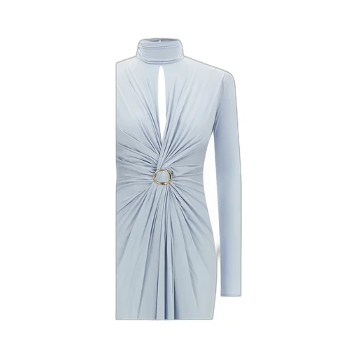 Red Carpet High-Neck Twist-Front Maxi Dress