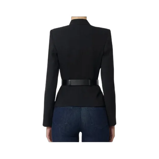 Belted Blazer With Satin Lapels