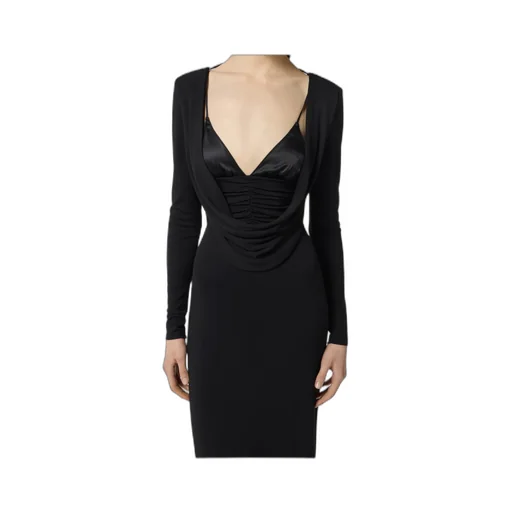 Draped Long-Sleeve Dress