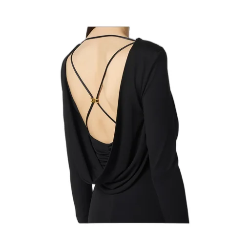 Draped Long-Sleeve Dress