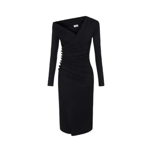Embellished Button Jersey Dress