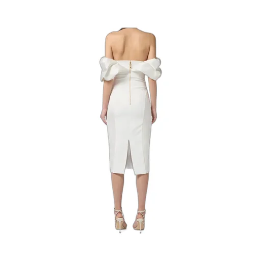 Off-Shoulder Puff-Sleeve Midi Dress