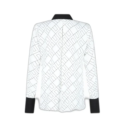 Geometric-Print Tie-Neck Shirt