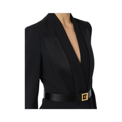 Belted Blazer With Satin Lapels