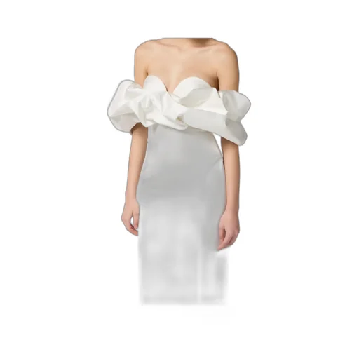 Off-Shoulder Puff-Sleeve Midi Dress