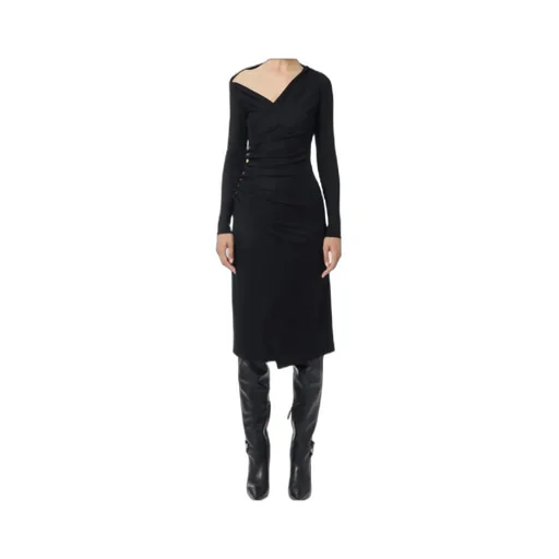 Embellished Button Jersey Dress