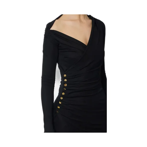 Embellished Button Jersey Dress