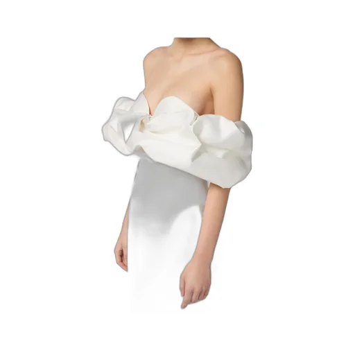 Off-Shoulder Puff-Sleeve Midi Dress
