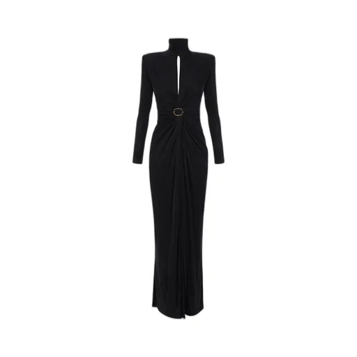 Draped High-Neck Maxi Dress