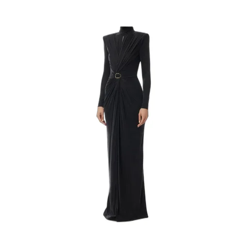Draped High-Neck Maxi Dress
