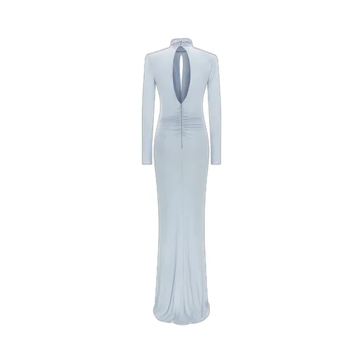 Red Carpet High-Neck Twist-Front Maxi Dress