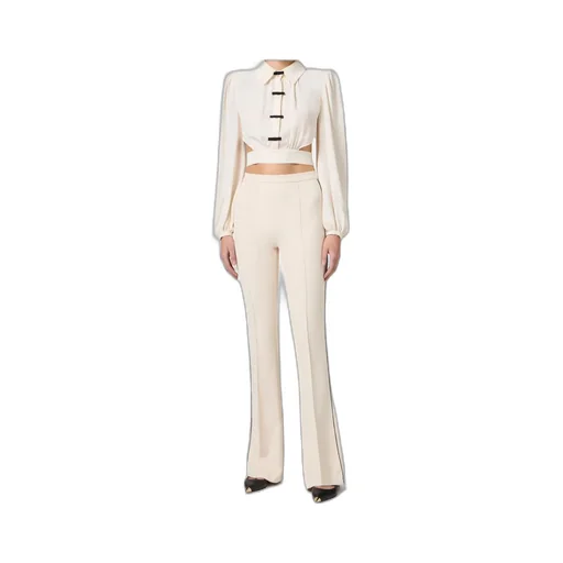 Contrasted Piping CrÊPe Trousers