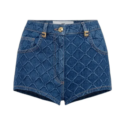 All-Over Printed Denim Shorts