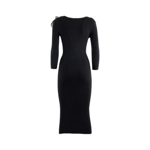 V-Neck Knitted Midi Dress