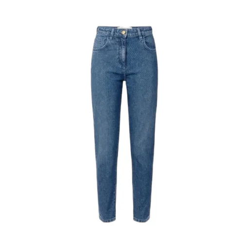 Cotton Denim Trousers With Rhinestones