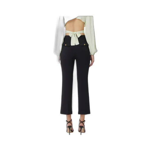Logo Plaque Cropped Crepe Trousers