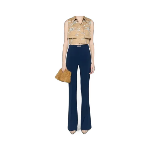 Lightweight Double-Layer CrÊPe Bell-Bottom Trousers