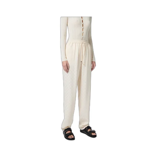 Jacquard Drawstring Straight Leg Trousers