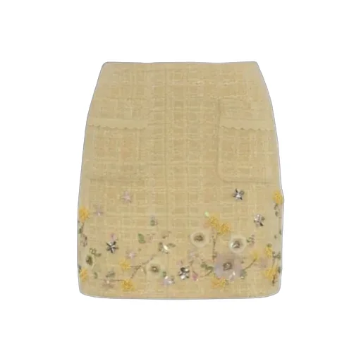 Floral Embroidery Tweed Skirt
