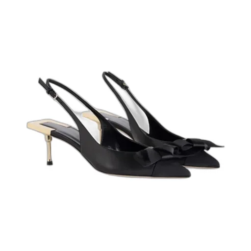 Satin Bow Detailed Slingback Pumps