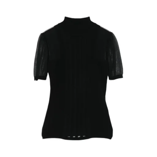 Transparency Detailed High-Collared Top
