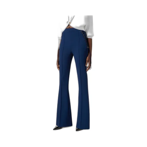 CrÊPe Bell-Bottom Criss-Cross Laced Trousers