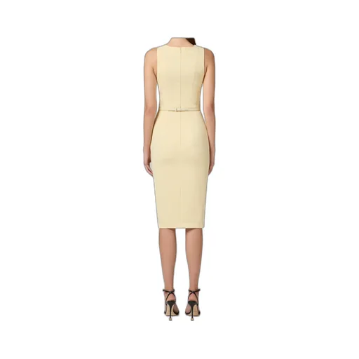 Contrasting Topstitching Crepe Bustier-Style Dress
