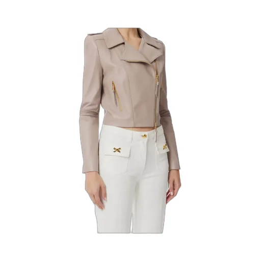 Contrasted Topstitching Biker Jacket