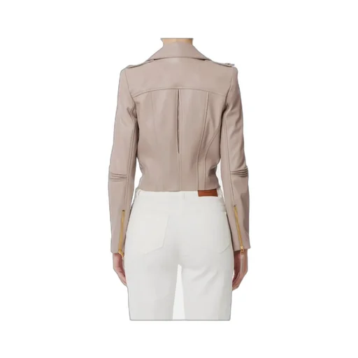 Contrasted Topstitching Biker Jacket