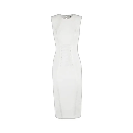 Dress With Crossover Laces In Stretch Crepe Fabric