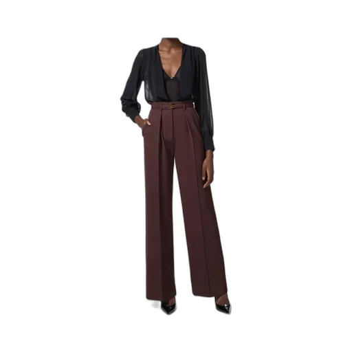 Contrast Topstitched Cool Trousers