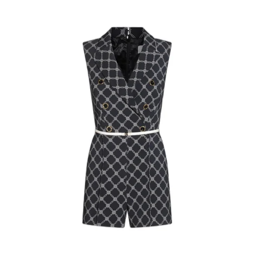 Diamond Printed Double-Breasted Jumpsuit