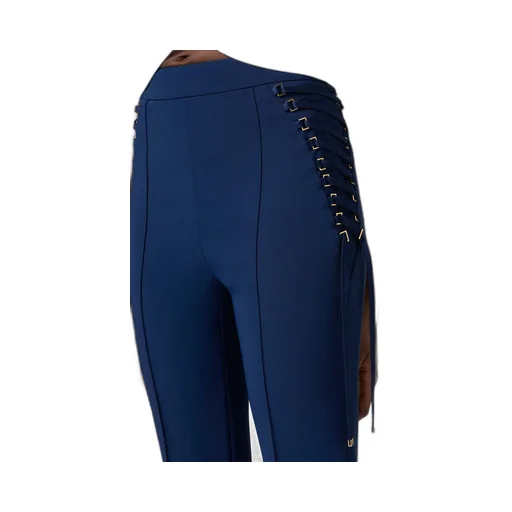 CrÊPe Bell-Bottom Criss-Cross Laced Trousers