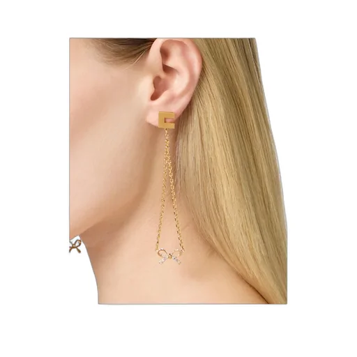Rhinestone Bow Pendant Earrings