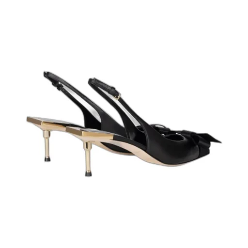 Satin Bow Detailed Slingback Pumps