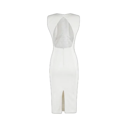 Dress With Crossover Laces In Stretch Crepe Fabric